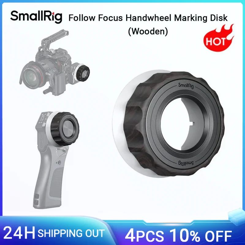 SmallRig Disk penanda roda tangan fokus ikuti (kayu), eboni terasa nyaman, untuk pengontrol roda tangan nirkabel-4091