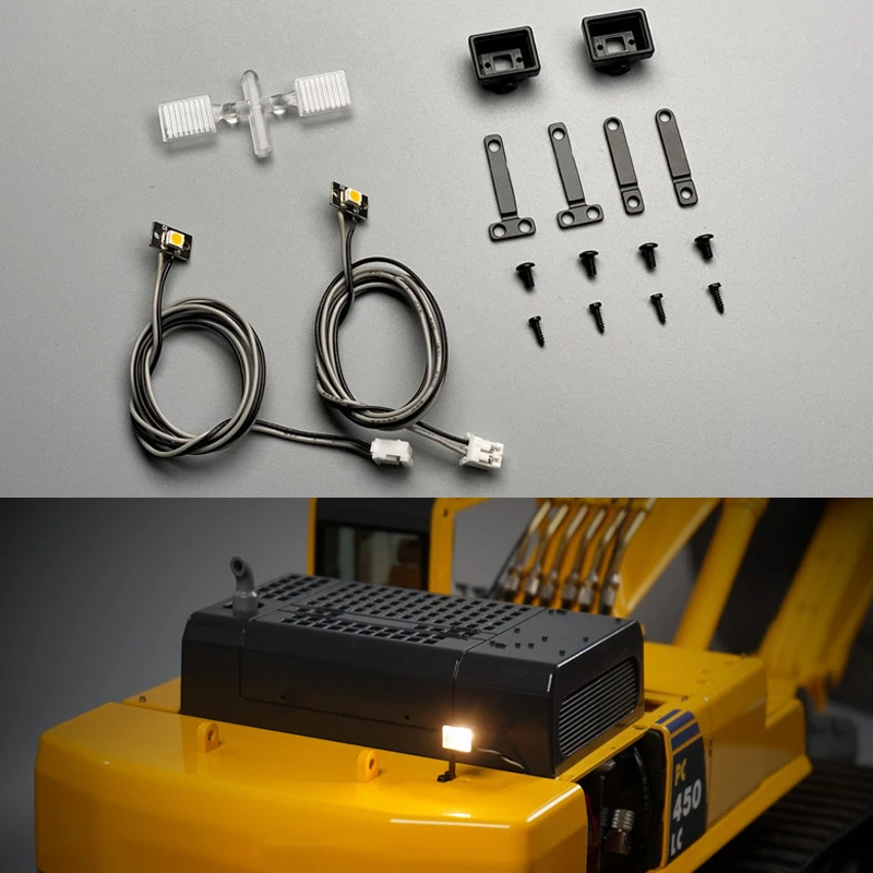 

2pcs LED Spotlight Flashlamp Searchlight Parts for 1/14 1/12 RC Truck Excavator Huina 1580 Cat 336 Kabolite 997 Volvo Parts