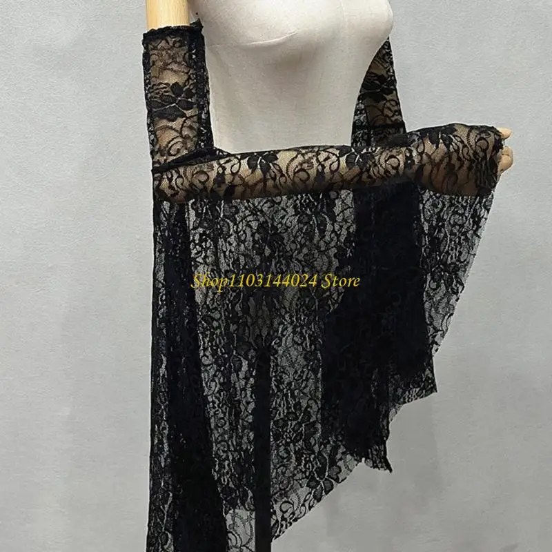 N5KE Classical Lace Flower Arm Sleeves With Elegant Flared Design For Formal Event