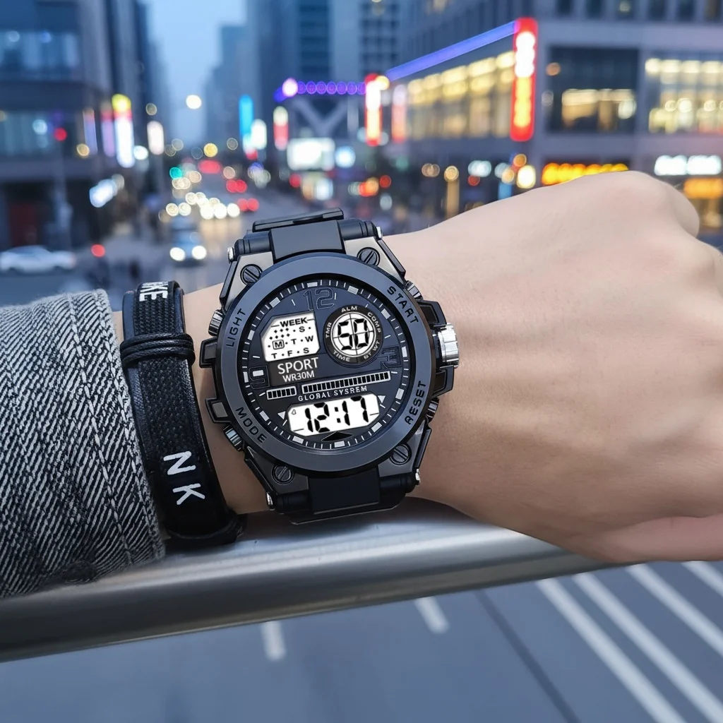 Multifunction Men's Sports Watch Waterproof Luminous Alarm Clock Men LED Digital Watch Large Dial Electronic Wristwatch for Man