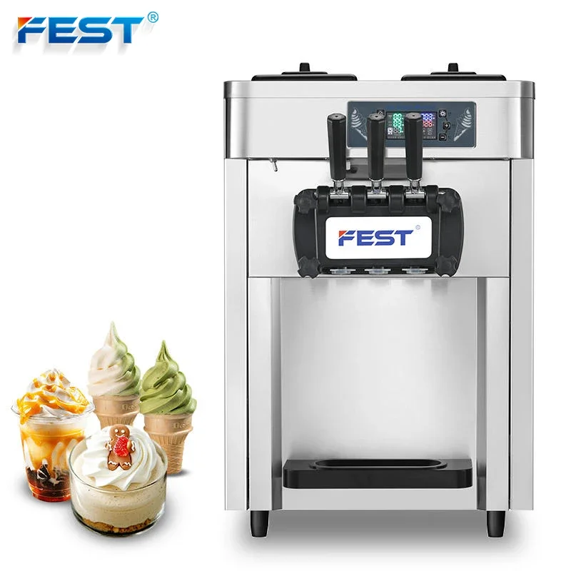 

Auto Large capacity 3Flavor Ice CreamMachine 22l/h Soft Ice Cream VendingMachine Continuous18 Restaurant Ice Cream Cones machine