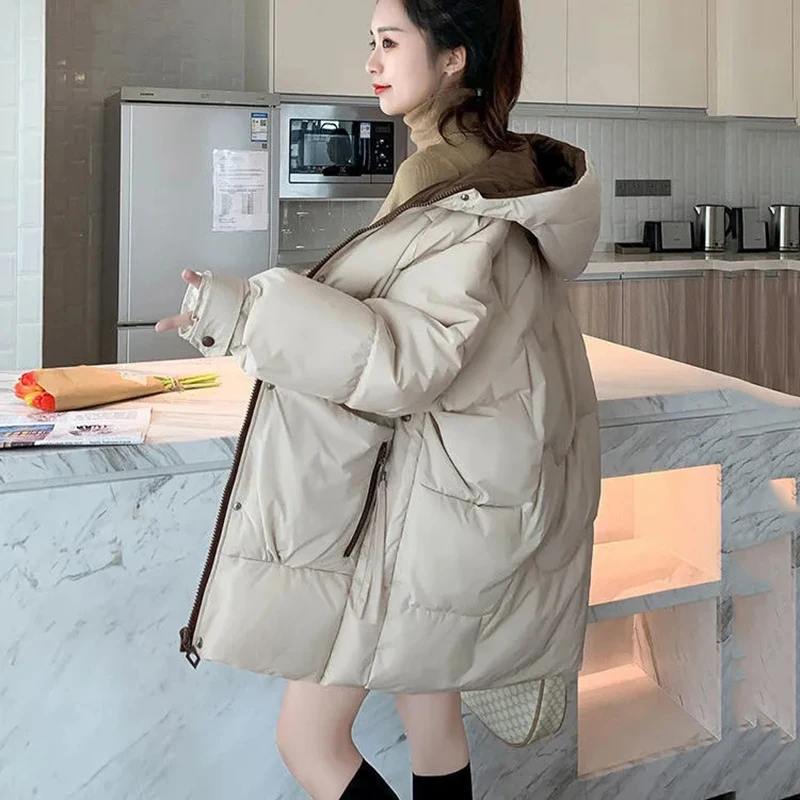 Fashion Down Jacket Women's Mid-length 2022 Winter New Cotton-Padded Jacket Korean Version Loose Casual Pocket Top bread Coat