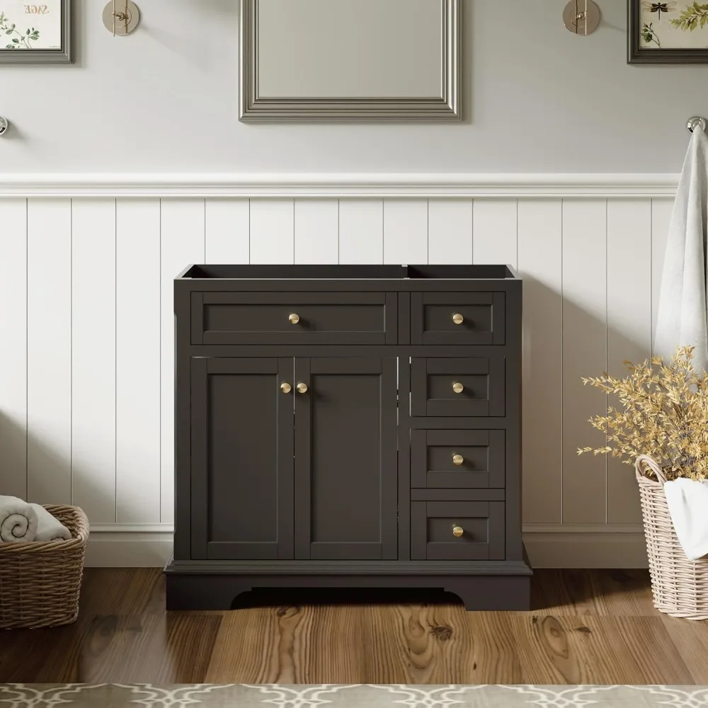 Bathroom Vanities with Sink Combo Set, Retro Freestanding Bathroom Storage Cabinet with Arch Feet, Soft Closing Hinges