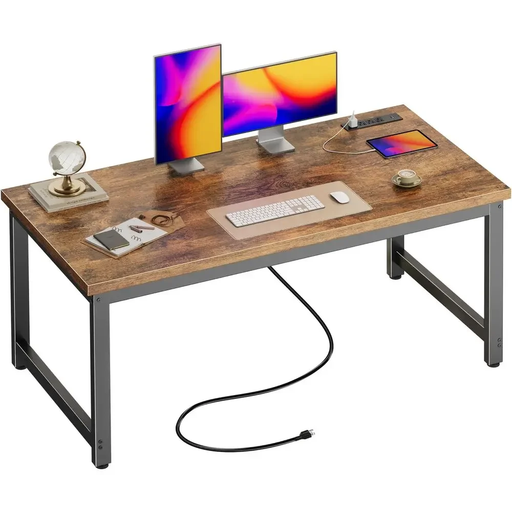 55 x 24 inch office desk with power socket amplifier USB-C, deeper and thicker amplifier, sturdy metal tube, computer desk, heav