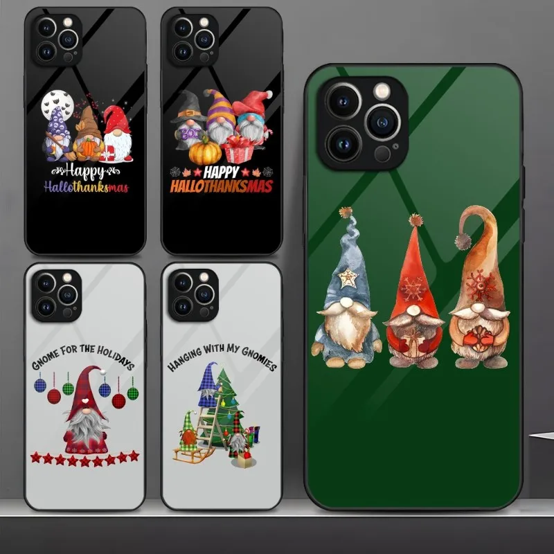 Gnome Christmas Little Cute Phone Case Tempered Glass For IPhone 13 12 11 14 Pro Max Mini X XR XS 8 7 6s Plus SE 2020 Cover