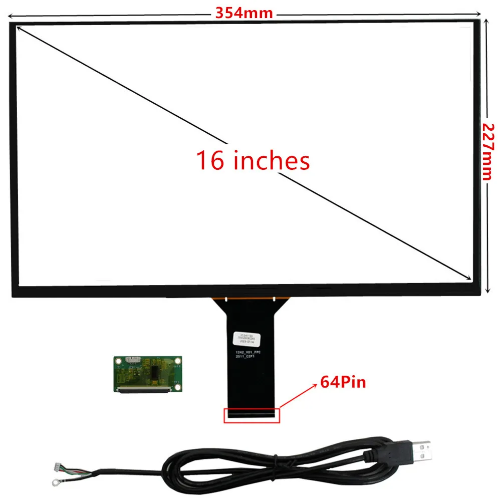 زجاج محول رقمي بالسعة متعدد اللمس عالمي ، لوحة شاشة تعمل باللمس ، محول لوحة سائق USB ، 10.1 "، 11.6" ، 13.3 "، 14" ، 15"