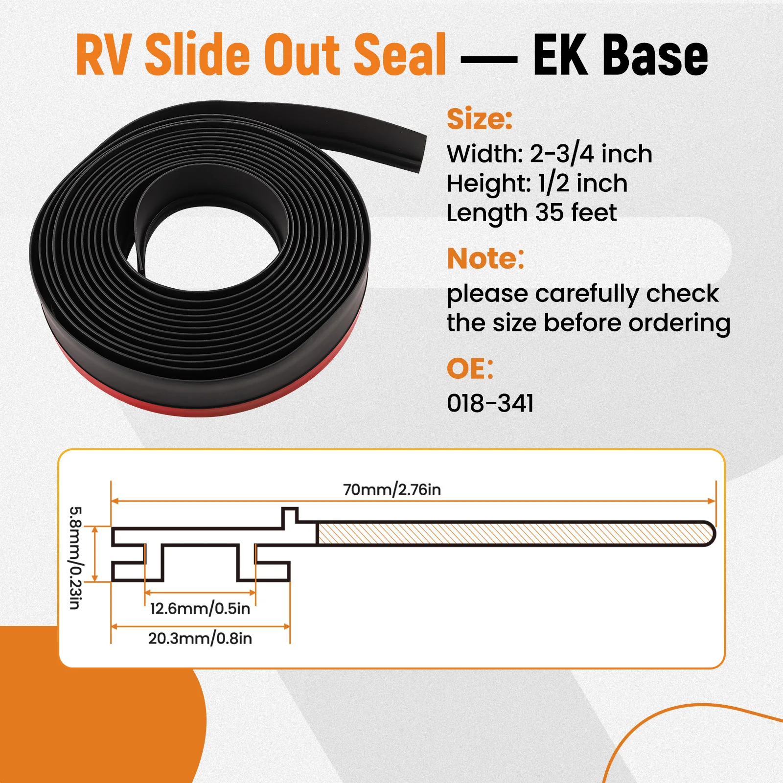 Replacement Weather Stripping for RV Camper Slideout System  018-341 018-341EK