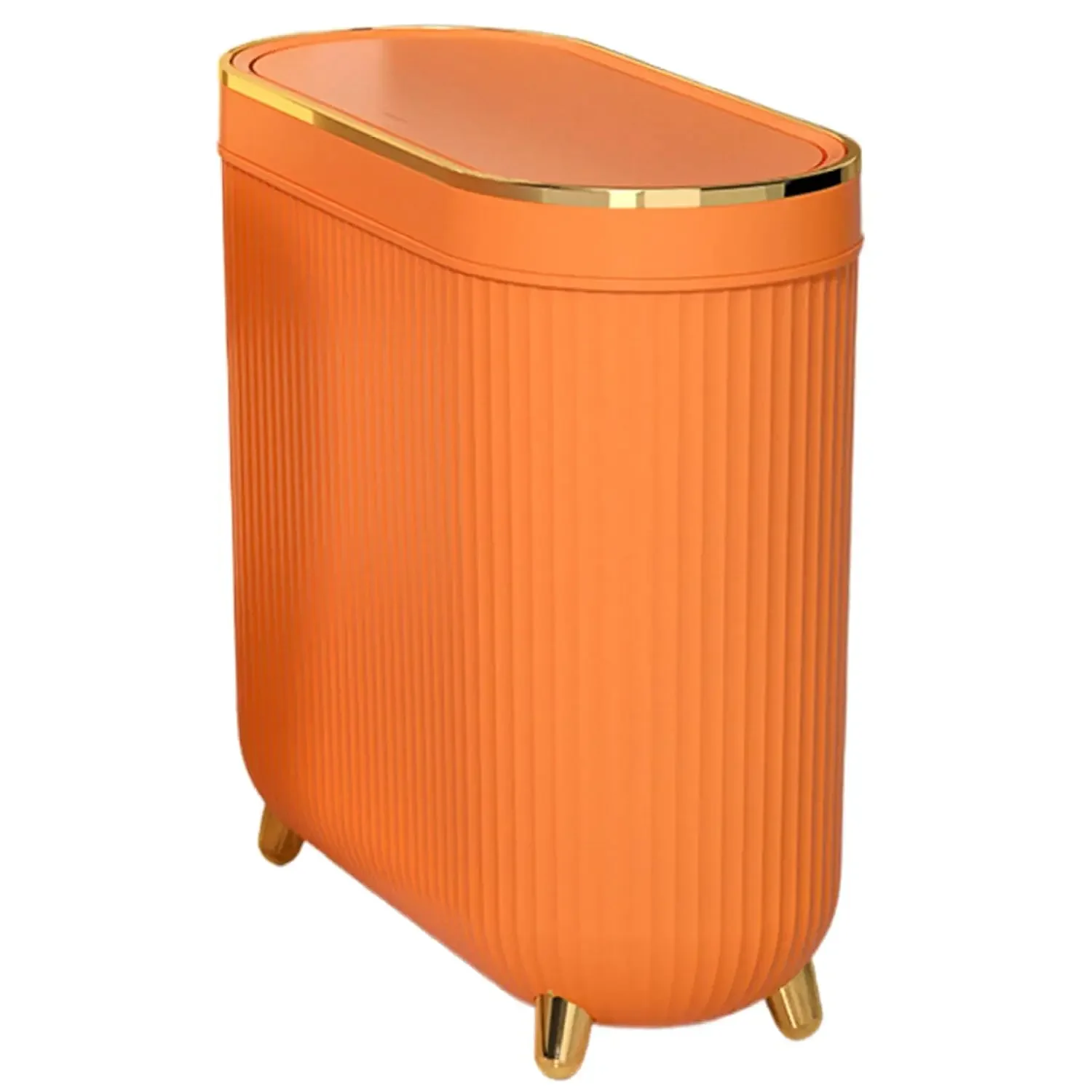 Bathroom Trash Can Slim Trash Can 3.2 Gallons Kitchen Garbage Can with Press Top Lid Plastic Trash Bin Waste Basket