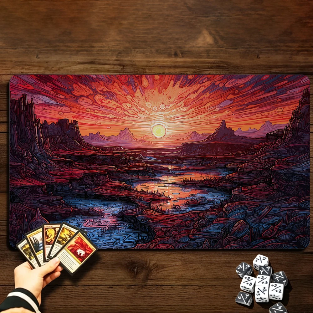Twilight Swamp TCG Playmat Magic Playmat Gathering Gaming Mat with Stitched Edge Anti-slip base 60X35cm Trading Card Game