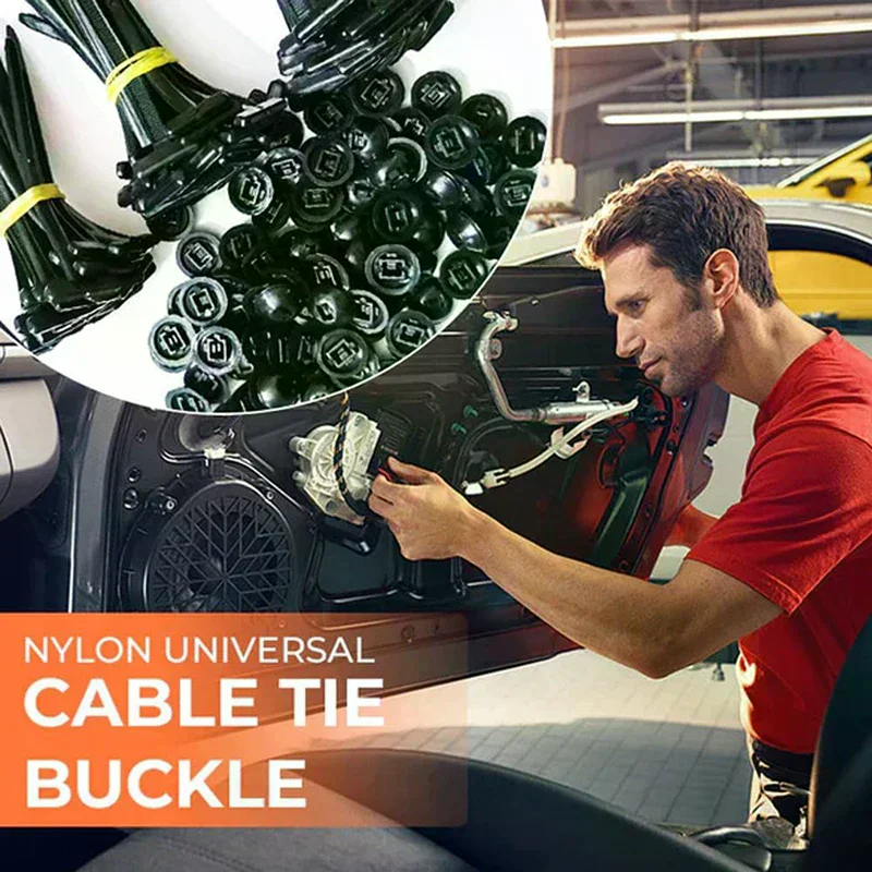 Cable Straps Heavy Duty Nylon Cable Tie Buckle With Pin Button Design For Car Repair Self-locking Zip Ties Holder Tool