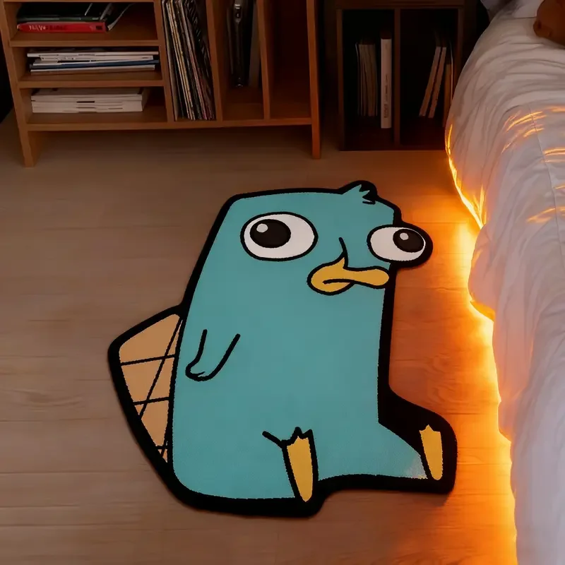 Creative Cartoon Character Irregular Rug Trendy Fun Bedroom Bedside Floor Mat Carpet for Living Room Washable Plush Floor Mat