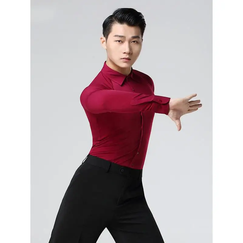 

2026 New Modern Dance Ballroom Dance Shirt Latin Dance Men's Dance Clothes Waltz Adult Practice Clothes Top
