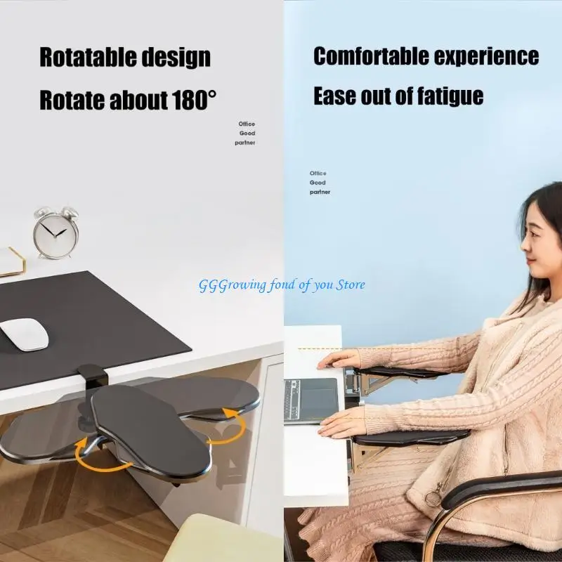 

H9EB Ergonomic Computer Arm Rest Pad Desk Home Office Mouse Pad Arm For Computer Desk