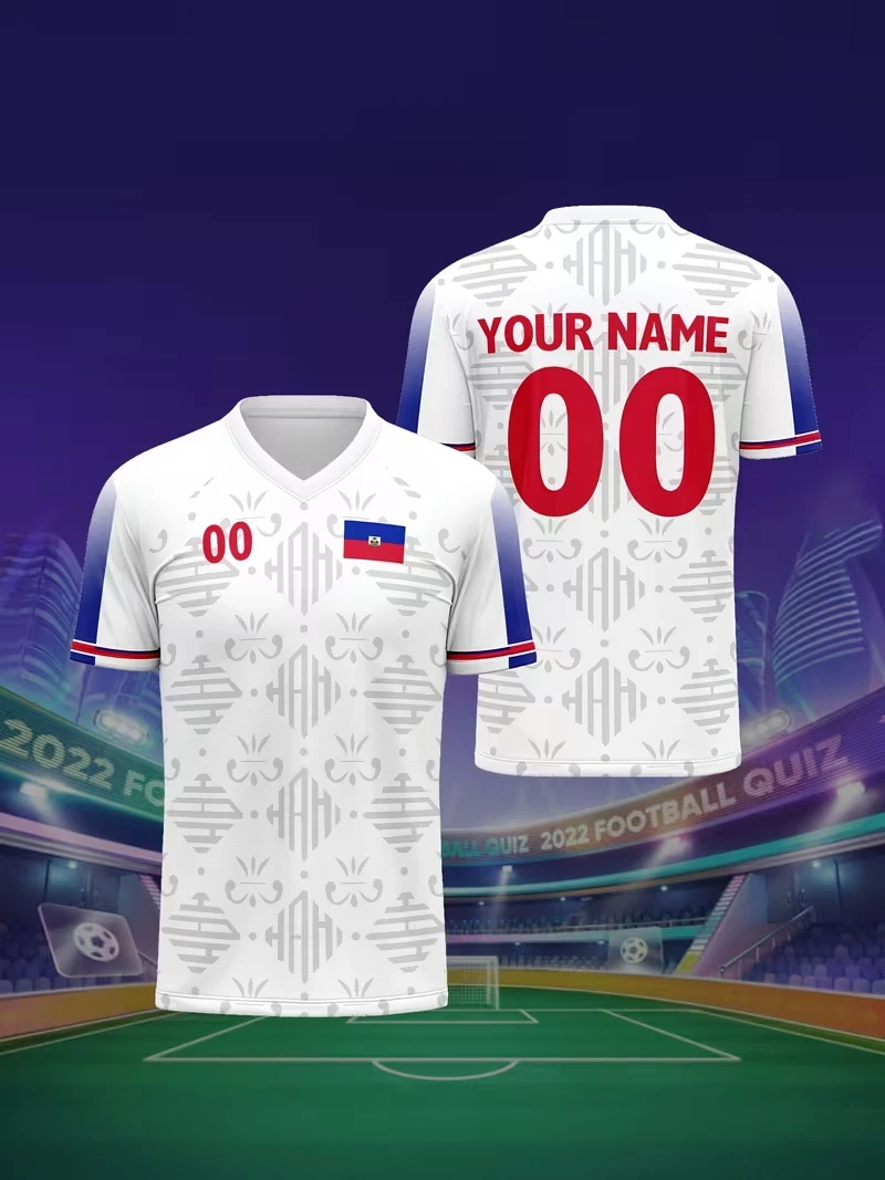 Haiti Maillot Football Jersey New Free Customized Diy Name Number Haitian Flag 3D Printed Sports T Shirts Casual Mens Tops Tees