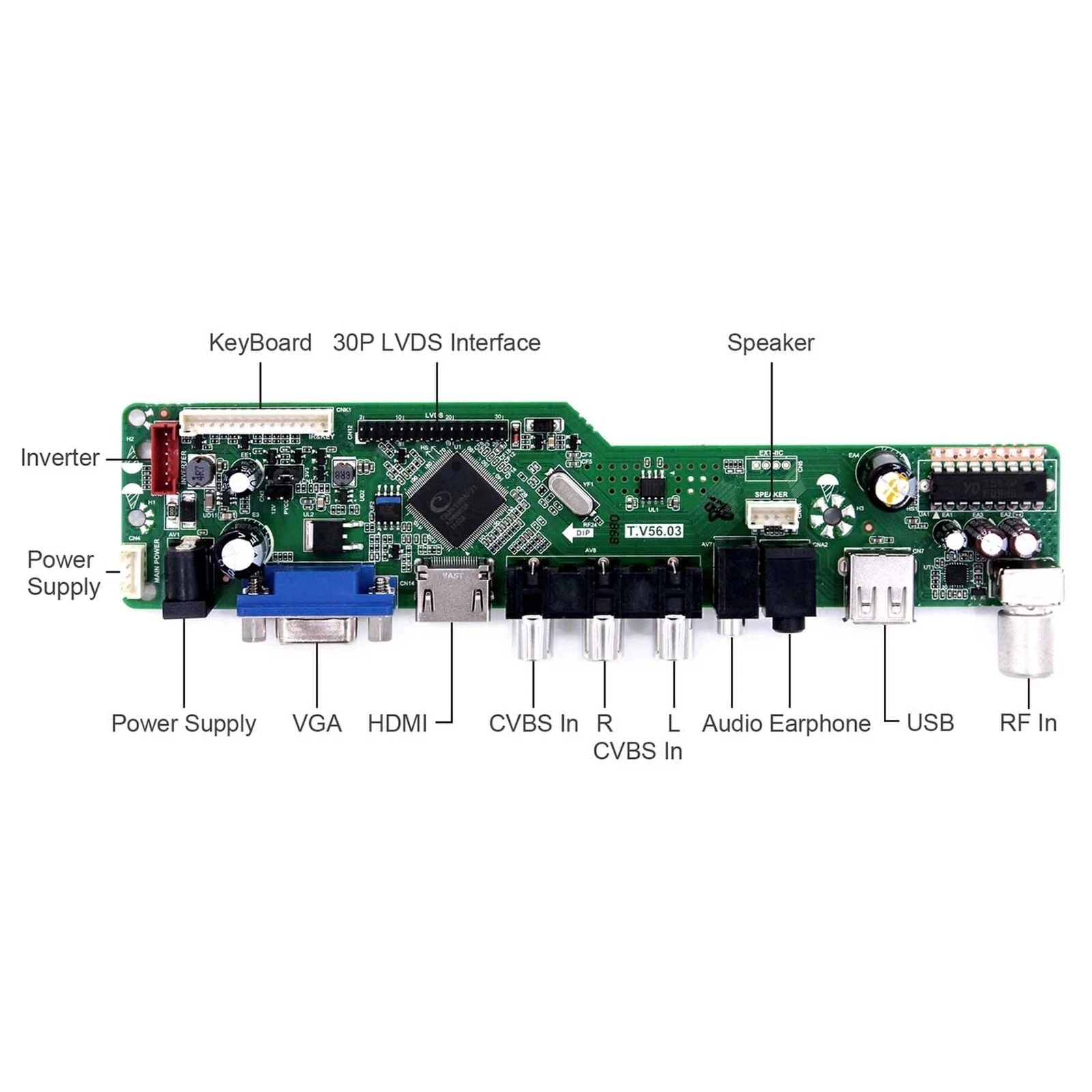 Kit for LP156WH1 TV+HDMI+VGA+AV+USB 1366x768 LCD LED screen Controller Board Driver lvds 30pins panel