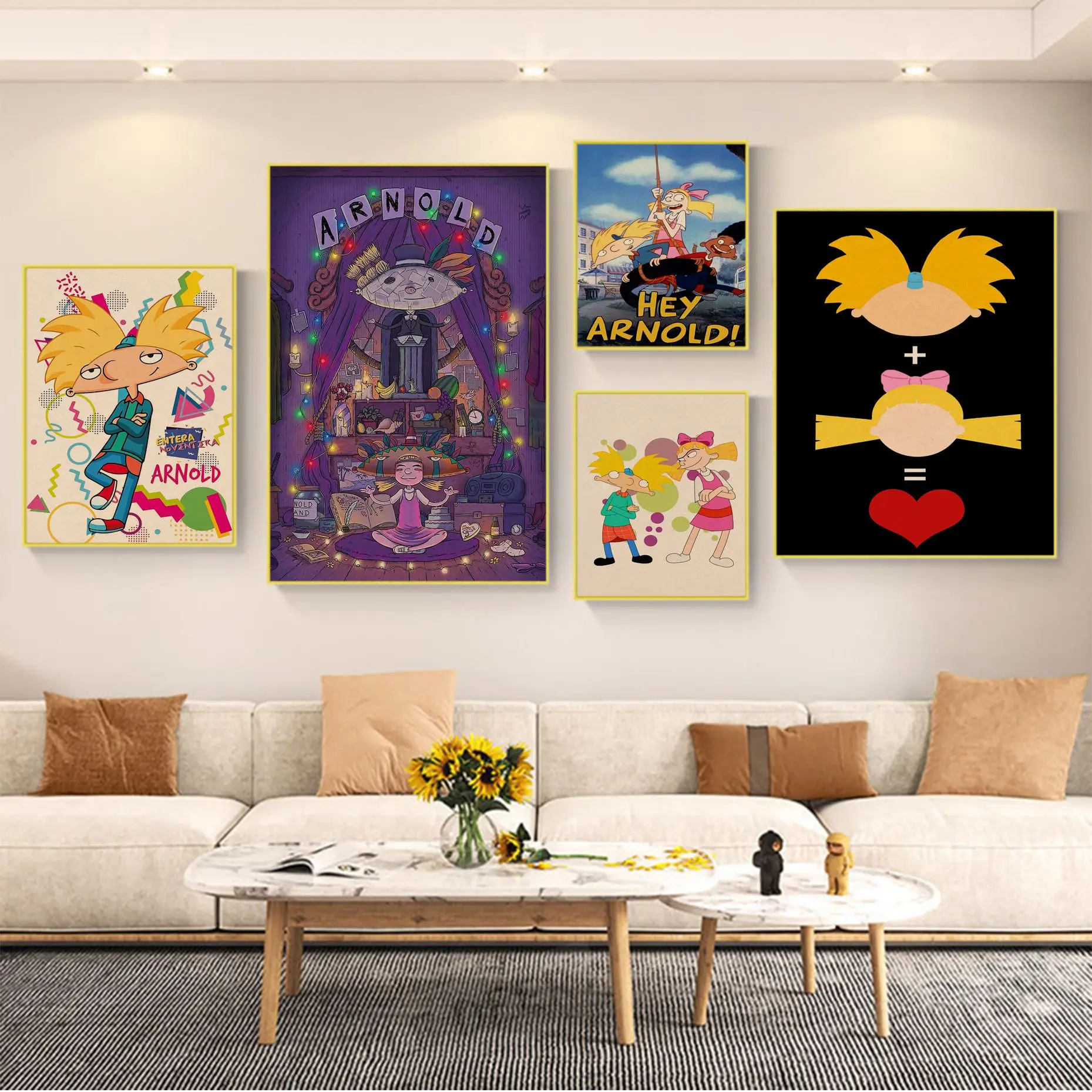 Hey Arnold Classic Anime Poster Retro Kraft Paper Sticker DIY Room Bar Cafe Posters Wall Stickers