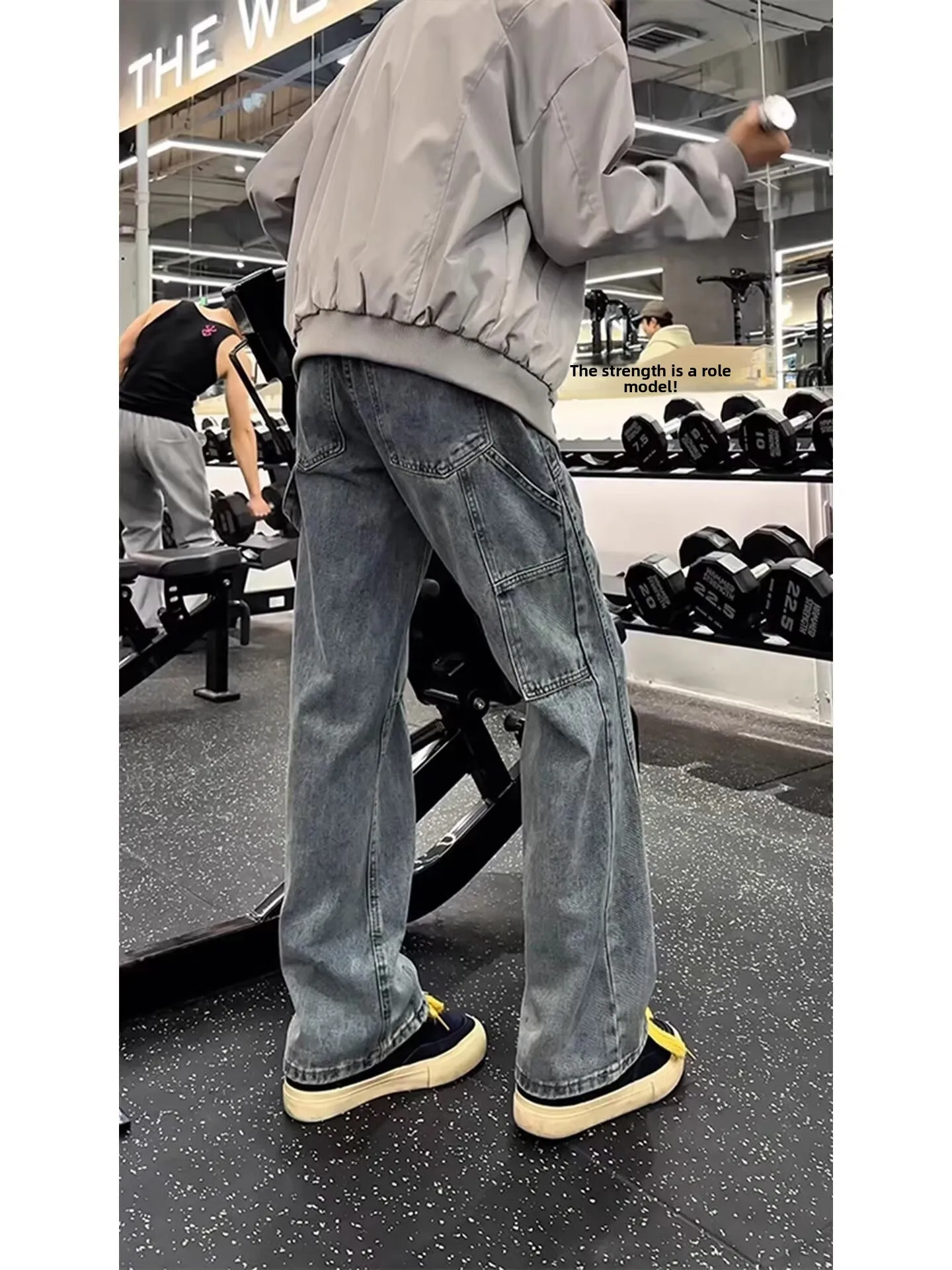 American Style Workwear Jeans Men's Autumn High Fashion Deconstructed Straight Leg Trendy Brand Knife Flared Pants
