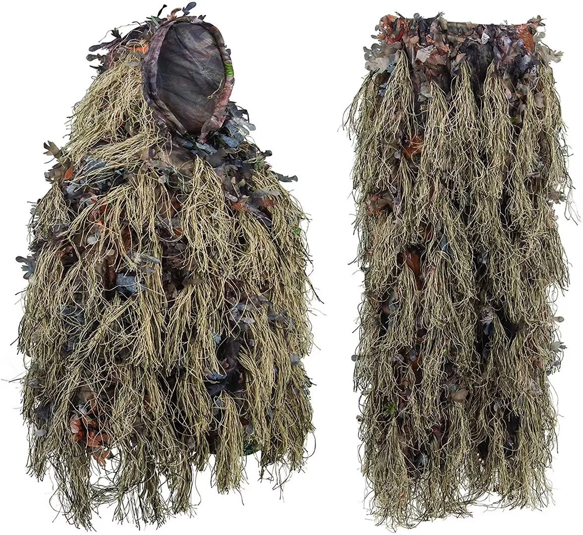 Geely-Woodland 3D Bionic Folha Camuflagem Vestuário, Ghillie Suit para caça, Camo Ternos