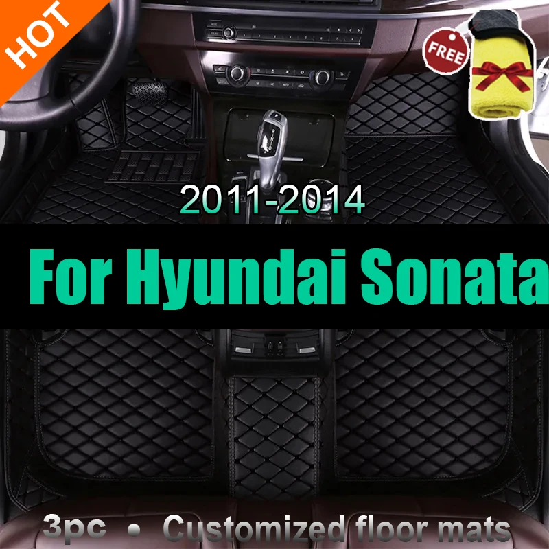 

Автомобильные напольные коврики для Hyundai Sonata YF 2014 2013 2012 2011, внутренние автозапчасти, водонепроницаемые чехлы на заказ, кожаные аксессуары для ковров