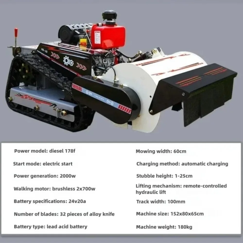 Remote Control Crawler Mower Orchard Agricultural All Terrain Grass Cutter Reclamation Crawler Lawn Mower