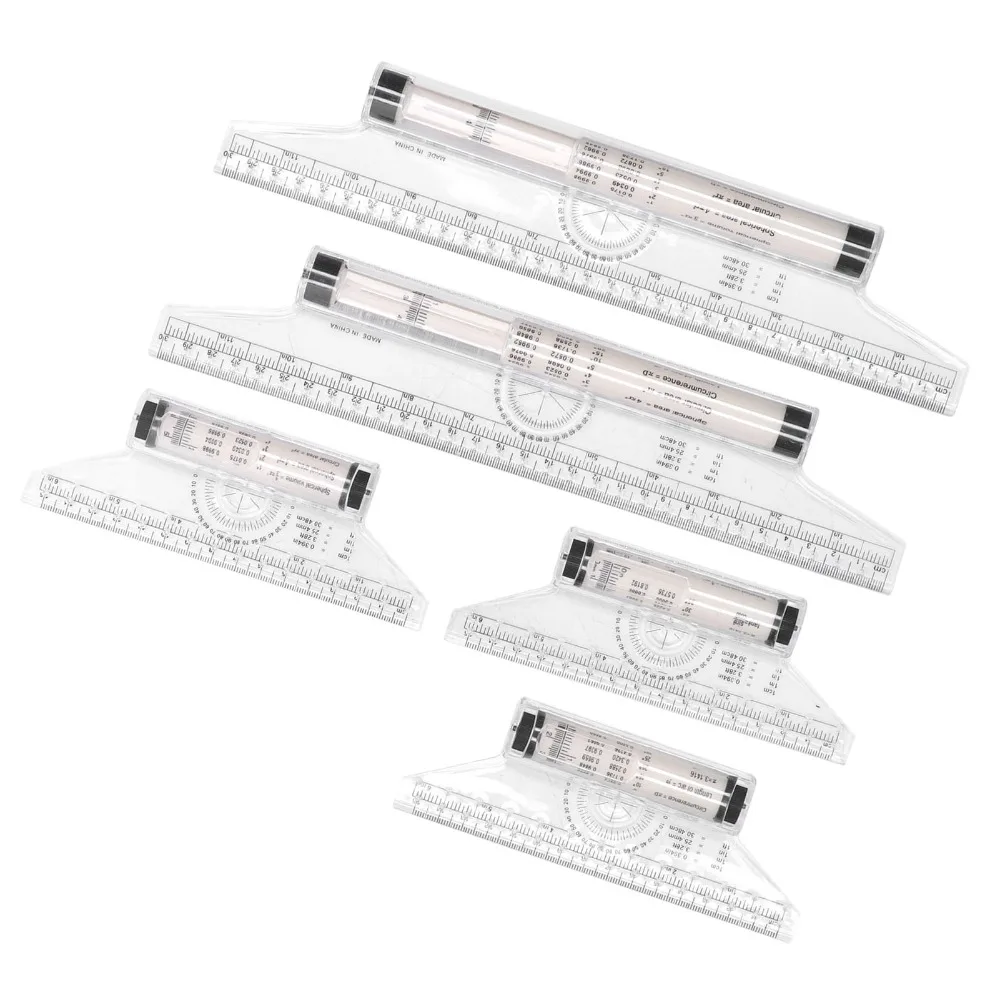 5pcs Durable Clear Scale Rolling Ruler Transparent Design Light Weight Measuring Ruler Drawing Ruler For Drafting