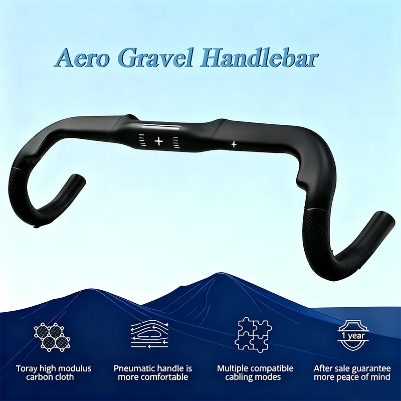 

Aero Gravel Handlebar T1000Carbon Fiber Half Internal Routing Road Bicycle HandleBar for Cross-country Race 340mm/360mm/380mm