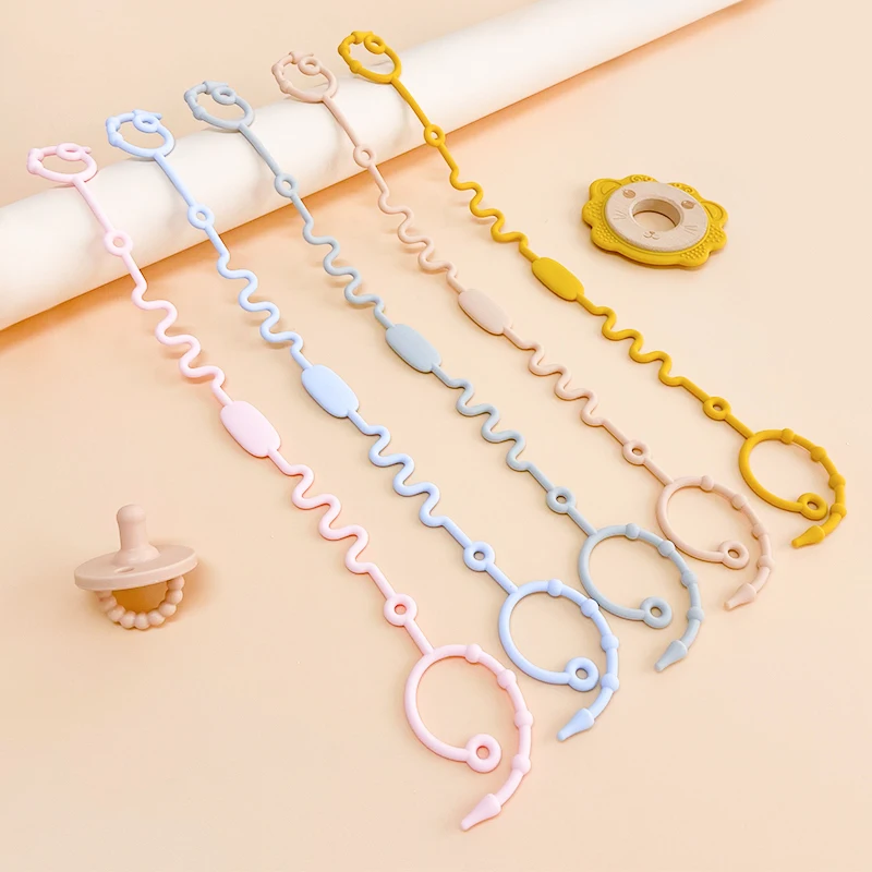 1/6pcs Baby Pacifier Clips Soft Silicone Teething Chain Anti-lost Chain Toy Adjustable Stroller Baby Accessories