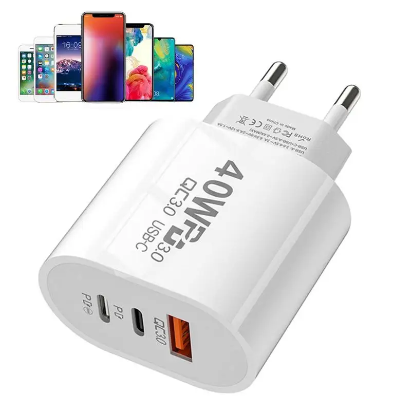 USB C Charger 40W Fast Charging Charger 3Ports Type C Mobile Phone Charger PD Power Adapter forSamsung forXiaomi QC3.0