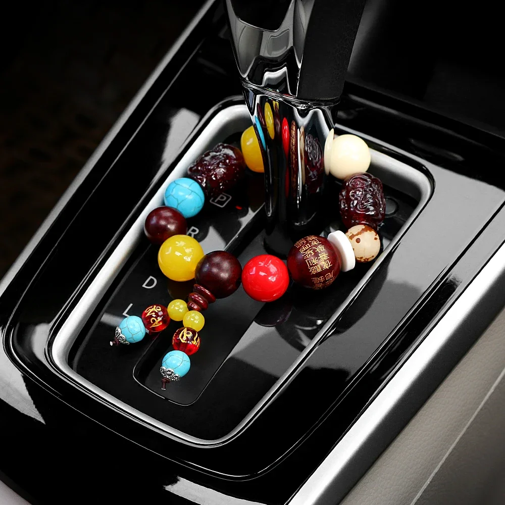Creative Automobiels Stalls Decoration Beads Peace Symbol Auto Interior Decor Buddha Beads Gear Pendant Car Ornament Accessories