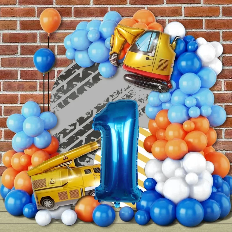 

Excavator Balloon Children's Toys 32-inch Digital Balloon Party Decoration Birthday Theme Latex Balloon Birthday Decoration