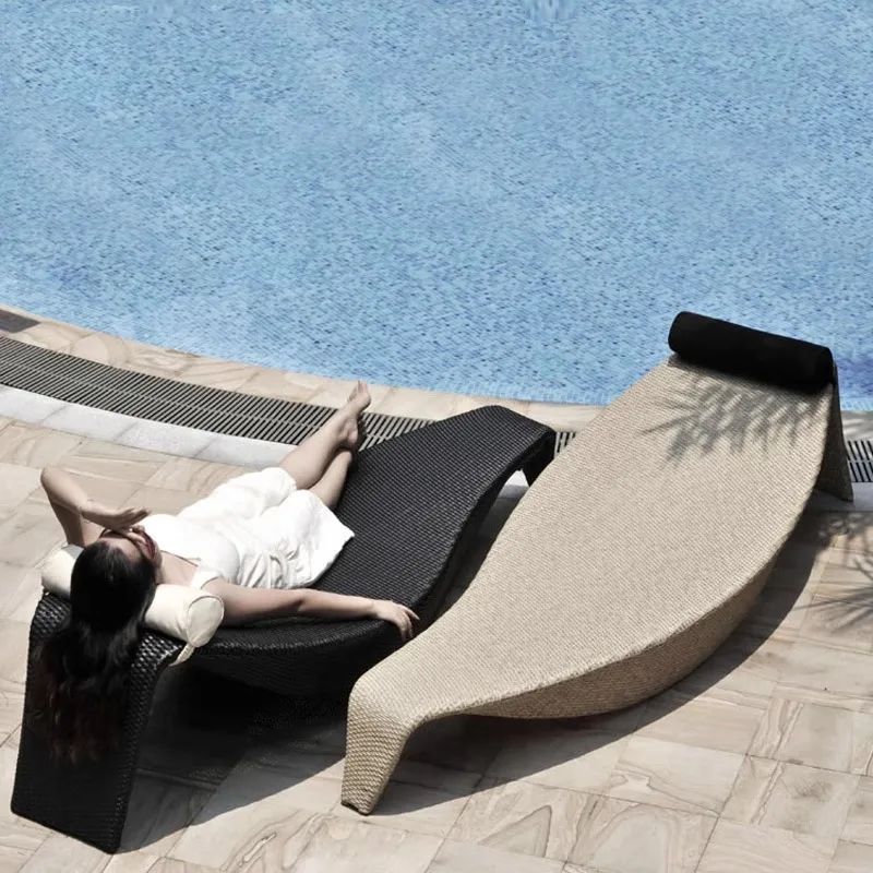&Outdoor Beach Lounge Chair Aluminum Modern Design Sun Lounger for Swimming Pool Villa Hotel Resort Leisure Ambersky T-008