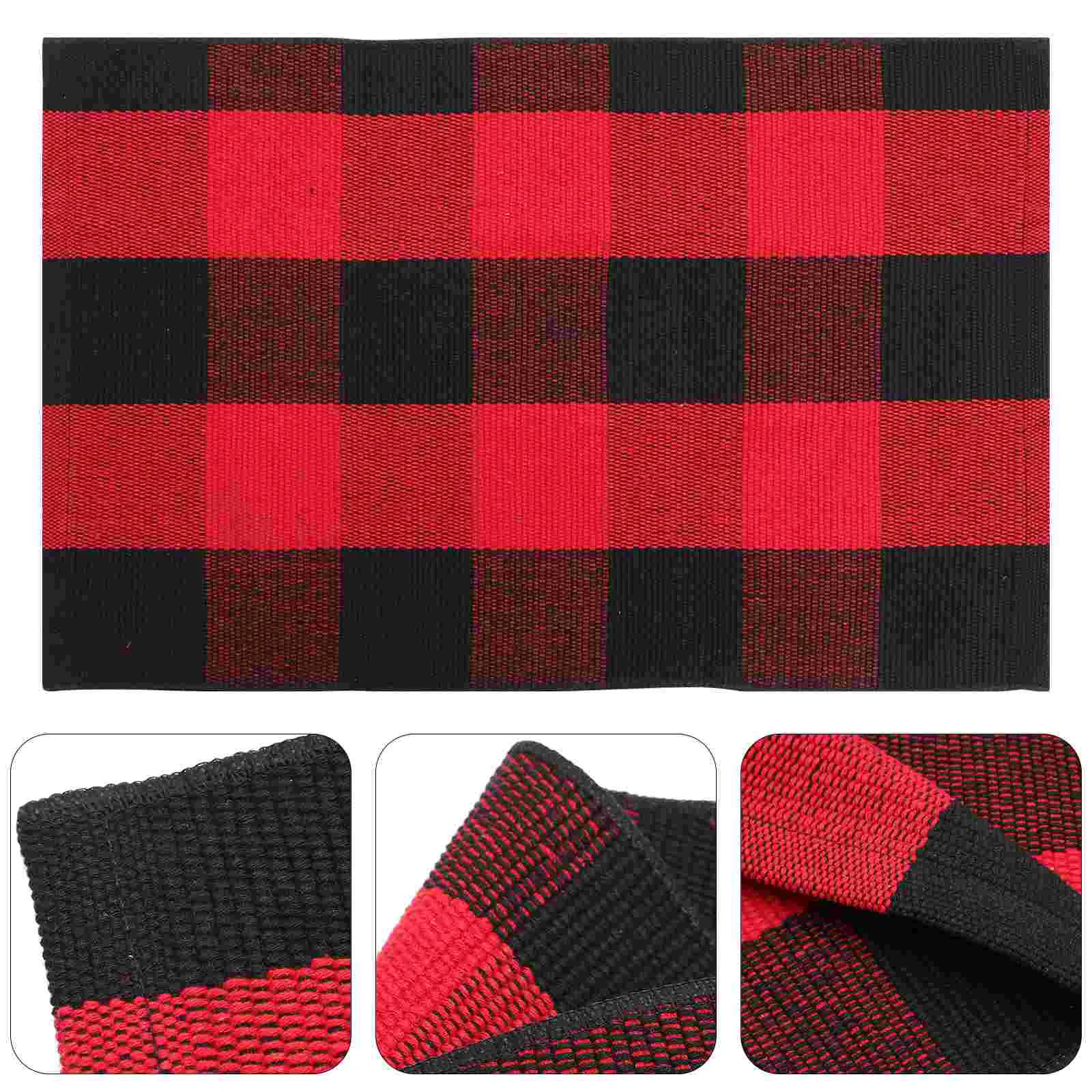 Area Rugs Plaid Carpet Ground Non-slip Mat Bathroom Floor Home Useful Simple Cotton Linen