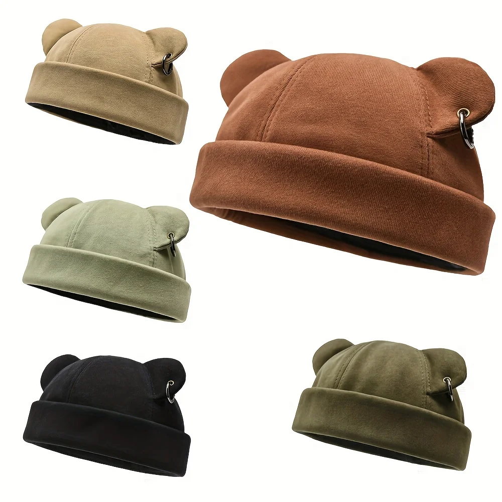 Autumn And Winter New Style Melon Skin Hat Cute Cat's Ears LandLord Cap Personality Hip-Hop Suitable For Both Men And Women Hats