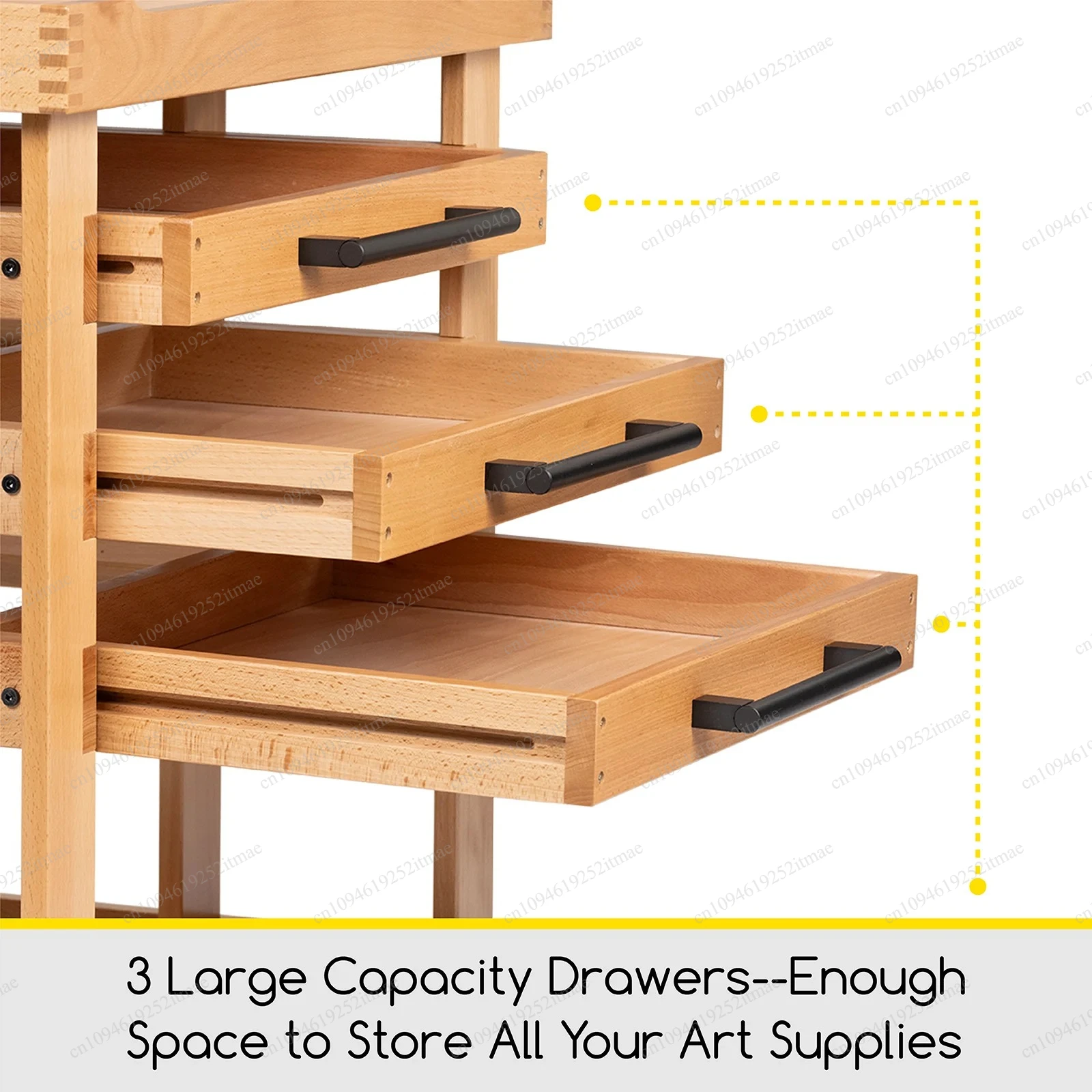 5-Tier Beech Wood Rolling Storage Cart With 3 Drawers 4 Universal Wheels Art Craft Organizer