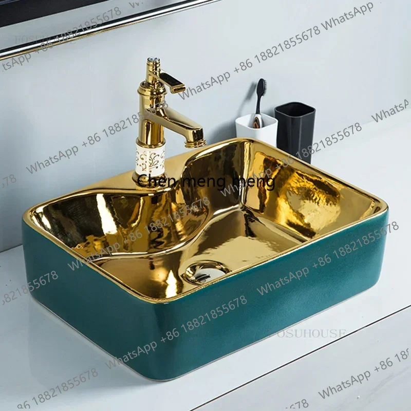 A17 Modern Ceramic Wash Basins Light Luxury Bathroom Sinks Rectangular Above Counter Basin Bathroom Washbasins Toilet Washing Si
