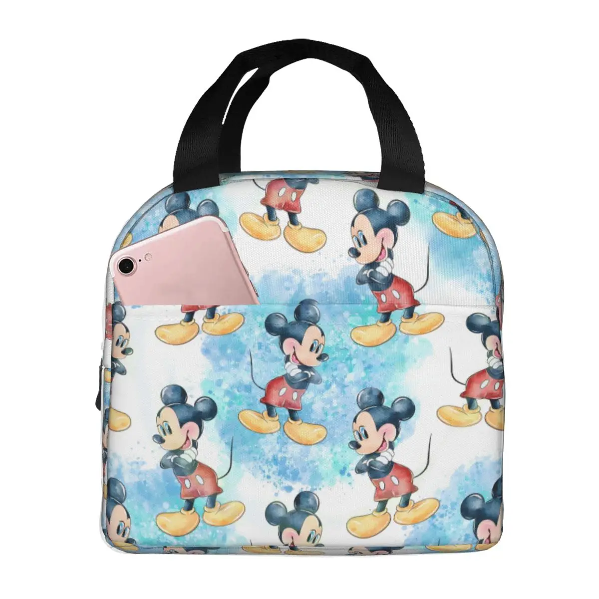 

Термоизолированная сумка для обеда с изображением Микки Мауса, многоразовая сумка для обеда в стиле манга, многофункциональная коробка для еды для работы, школы, путешествий