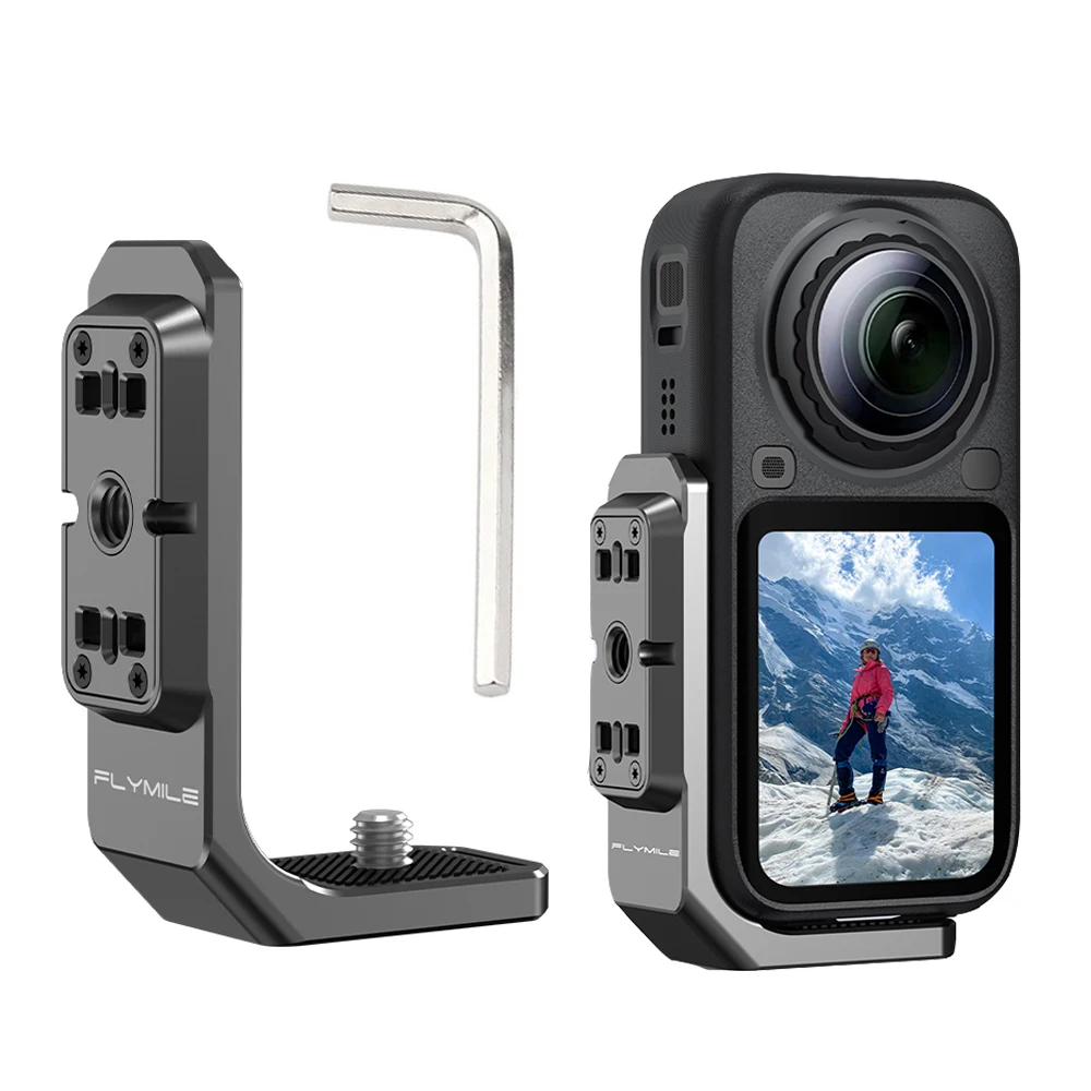 Vertical-Horizontal Mount for Insta360 X6, Aluminum Bracket Quick-Release Mount with 1/4