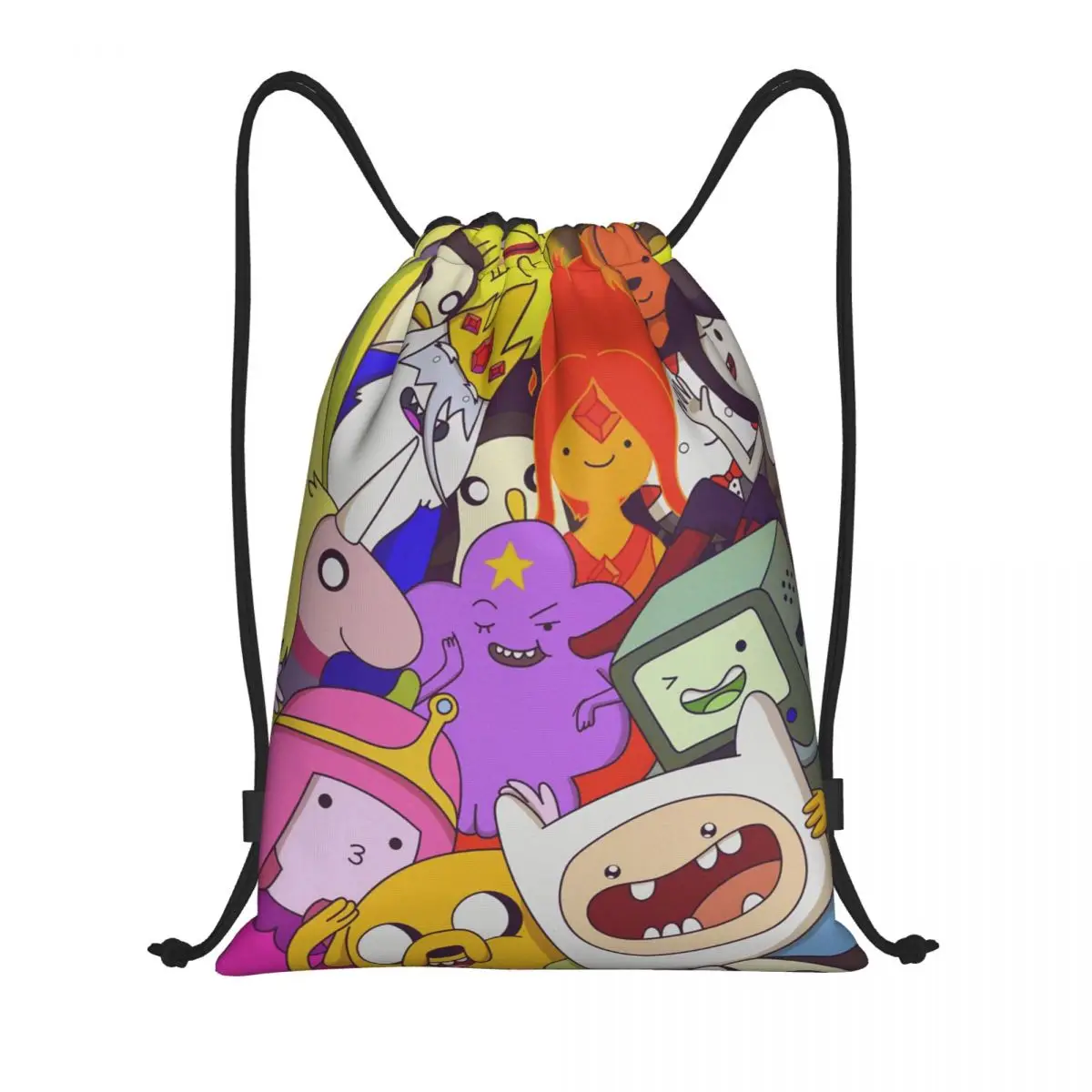 Custom A-Adventure Time Character Drawstring Backpack Sports Gym Bag for Women Men Training Sackpack