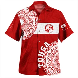 3D Printing The Kingdom Of Tonga National Flag Shirts Men Tonga Emblem Coat Of Arm Graphic Short Shirts Harajuku Shirts Clothing