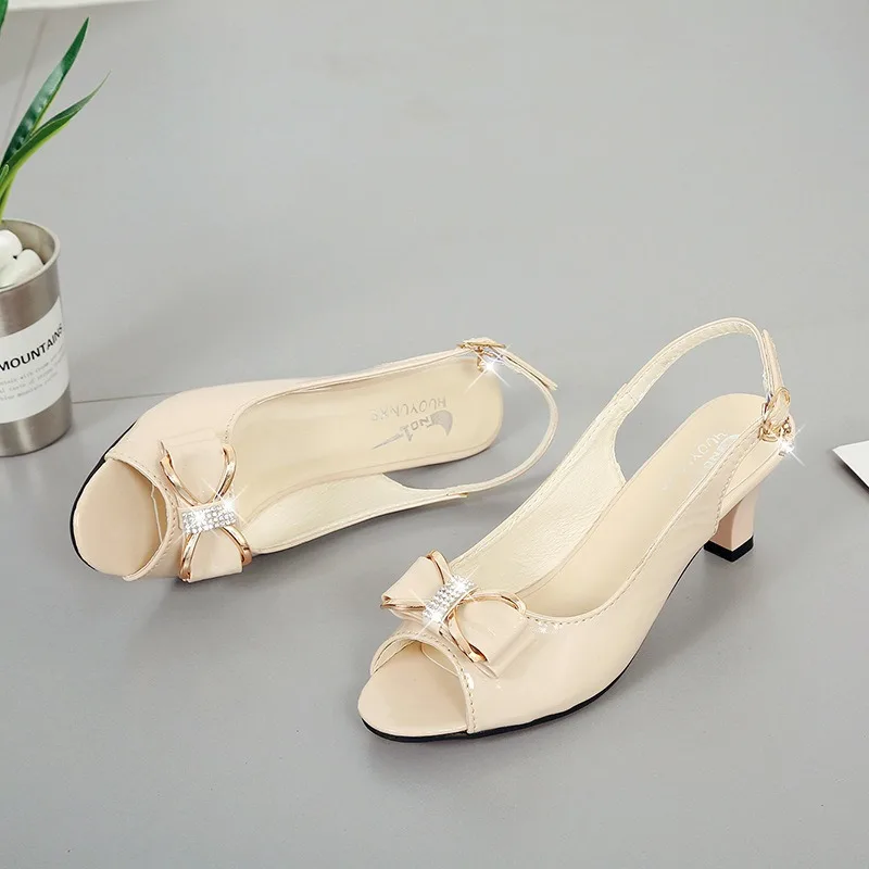 Summer Female High Heels New Fashion Women Pumps Sexy Open Toe Fish Mouth Shoes Ladies Bowknot Party Sandals Plus Size 42