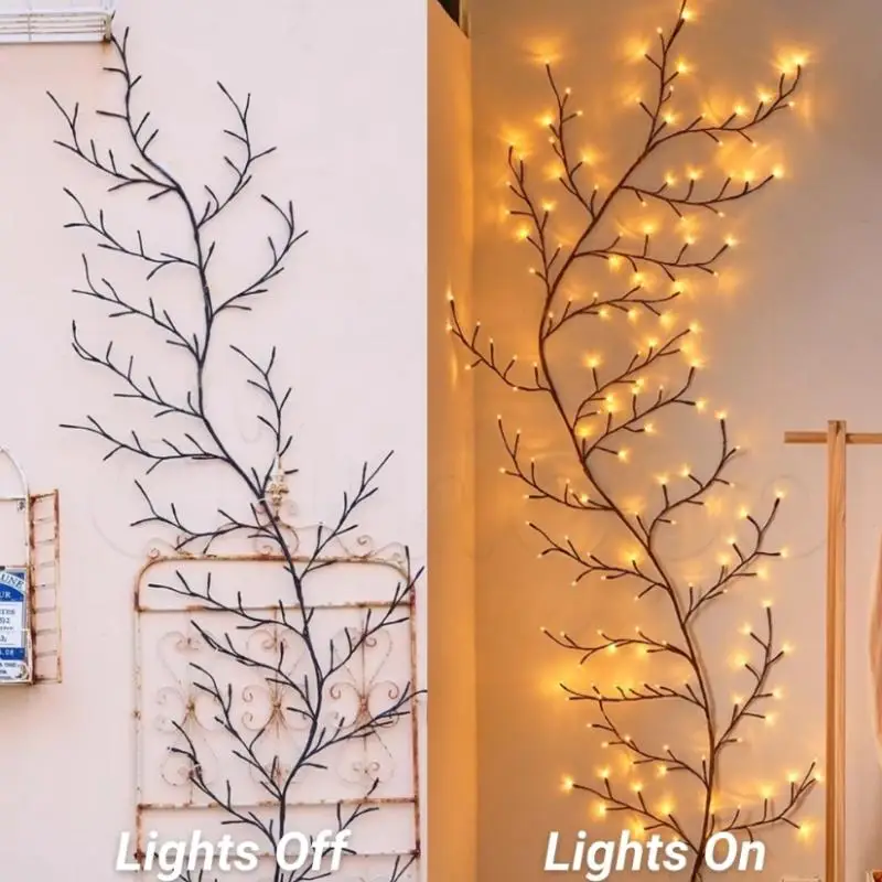 Tree Branch Lamp Bedroom Wall Decoration Willow Vine Tree Light Strip 8 Lighting Modes DIY Atmosphere Light Home Lighting