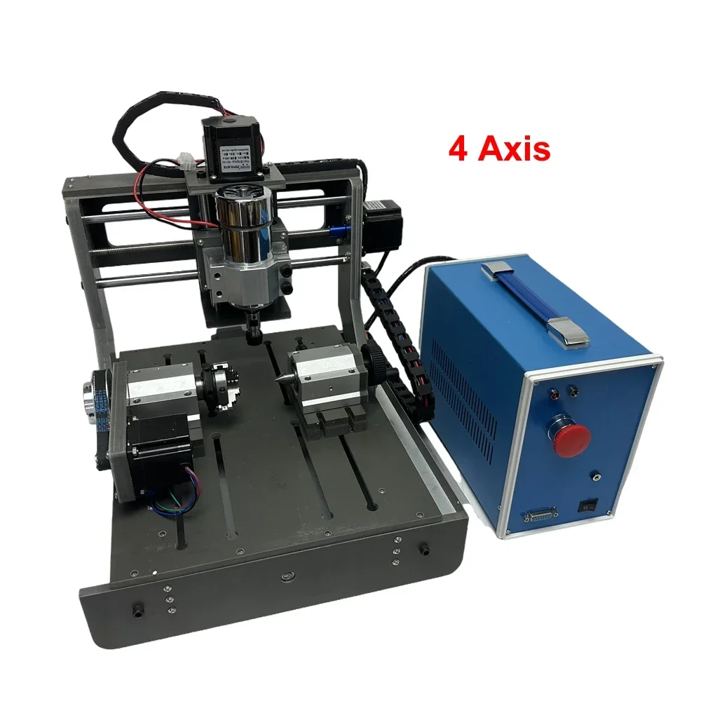 

DIY 2030 PVC Frame USB 4 Axis CNC Engraving Machine 3020 Embossed Round Sculpture PCB Milling Hard Wood Router 300W