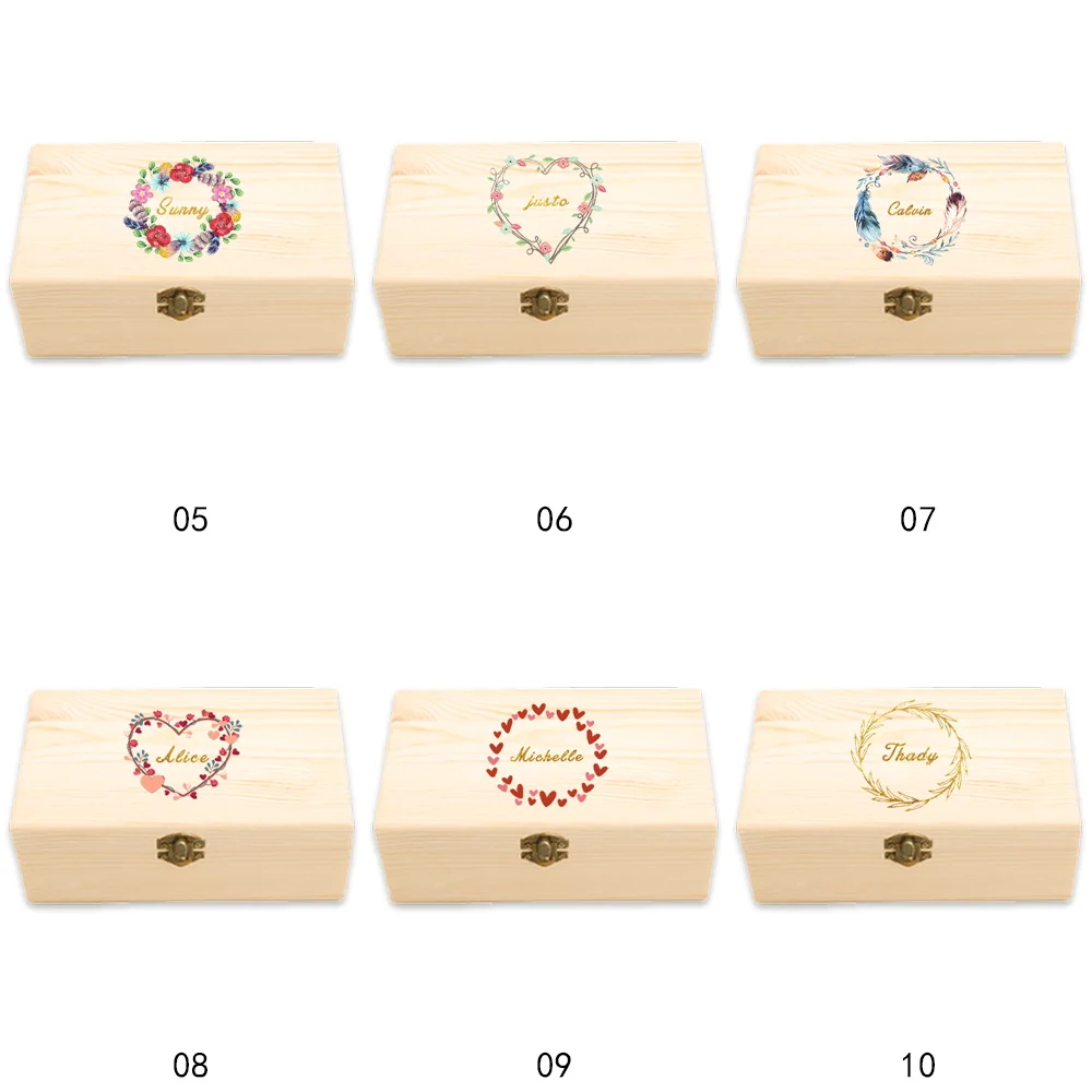 Customized Name Portable Wooden Jewelry Box Storage Organizer Treasure Chest Keepsake Display Case Home Craft Decoration Holder