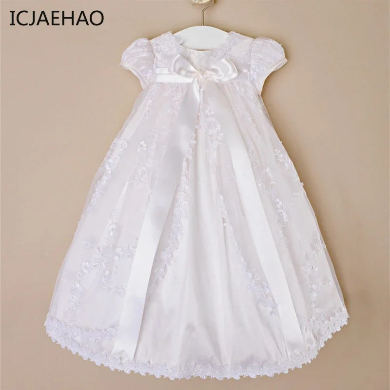 ICJAEHAO 2024 Infant Toddler Clothes 1st Year Birthday Party Wedding Vintage Embroidery Baby Girl Baptism Dress Christening Gown