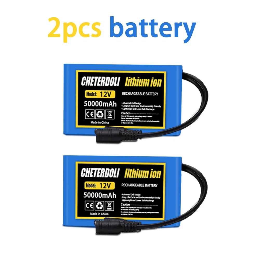 Nowy przenośny Super 12V 50000mah akumulator litowo-jonowy pojemność DC 12.6v 50Ah Monitor CCTV + ładowarka 1A