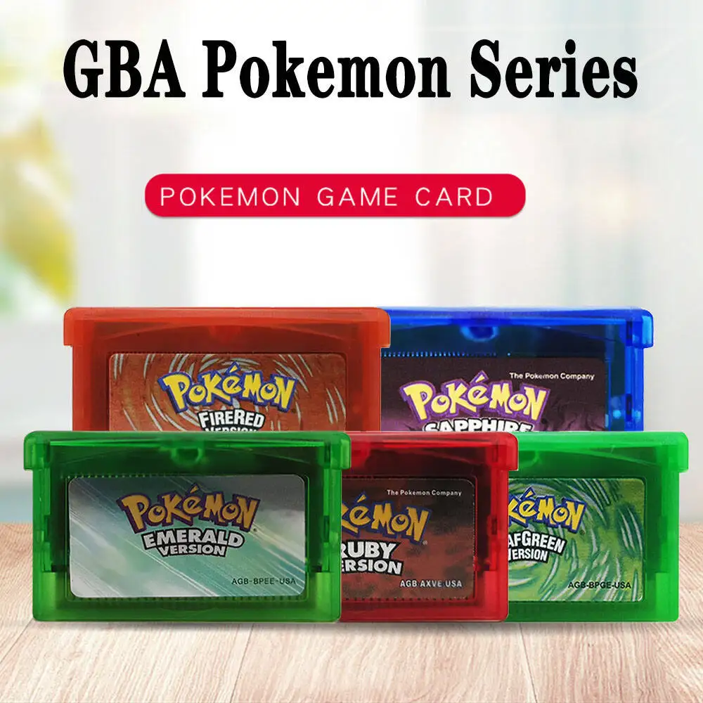 GBA Series 32-bit Video Game Cartridge Console Card Pokemon Emerald FireRed LeafGreen Ruby Sapphire Multi-language