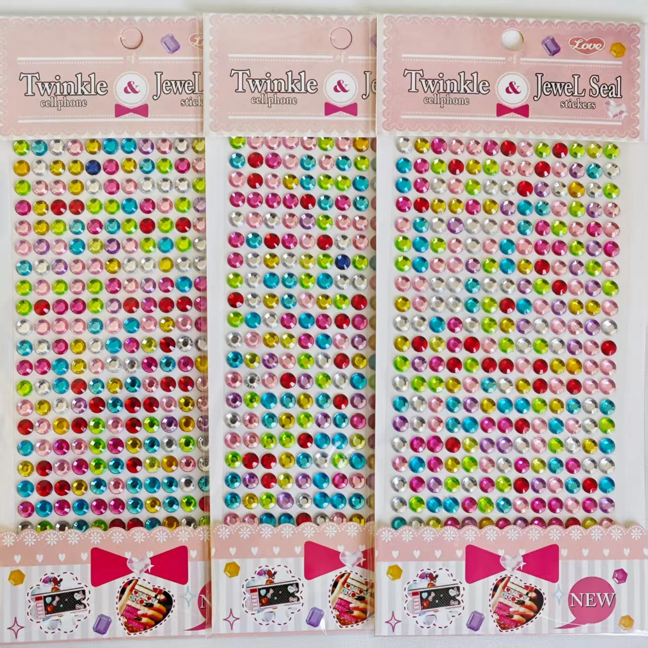 Colorful Acrylic Diamond Stickers |   Reusable 3D Crystal Semi-Circular Shiny Rainbow Gemstone Chain, Deep Purple, Multicolor, Pink, Black |   Suitable for Nail Art, Scrapbooking, Metal Crafts, Phone Case and Album Decoration, 5mm, 260 Pieces Per Sheet.