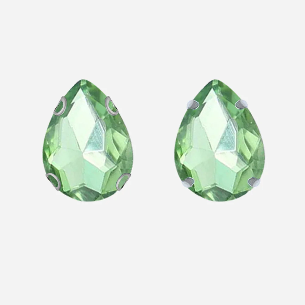 

50pcs Wedding Shoe Rhinestones Crystal Claw Glass Teardrop Sewing Embellishments For Garment Bags Light Green 18X25Mm Craft