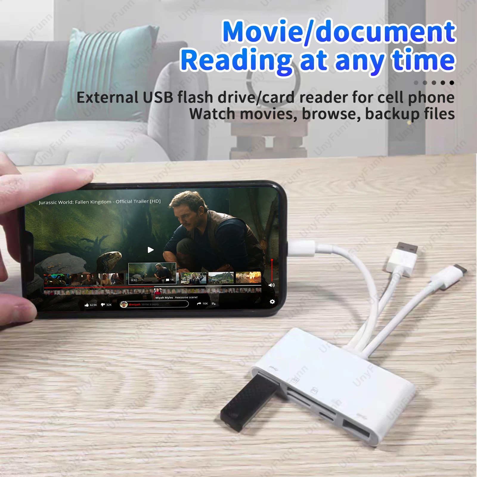 All-In-1 USB Hub Docking Station Memory Card SD TF Card Reader USB-A Cable Splitter USB-C OTG Adapter for iPhone iPad Macbook PC
