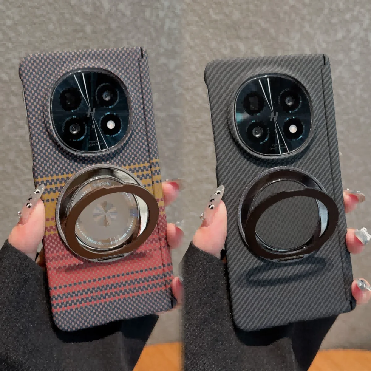 

For OPPO Find N6 Case Hard Carbon fiber Ring Stand Middle hinge Magnetic Protective Back Cover Case For OPPO Find N6 N5 Shell